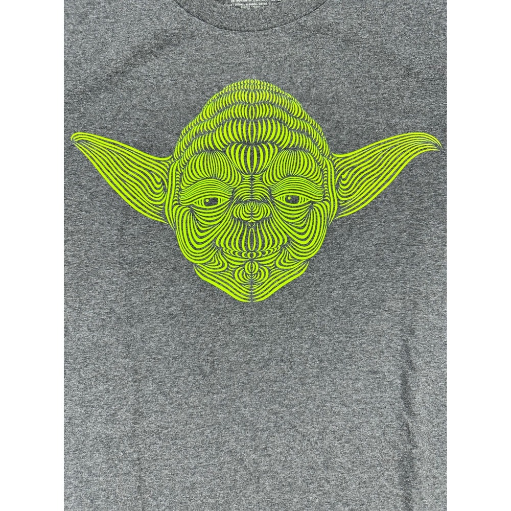 Disney Star Wars Yoda Graphic T-Shirt Mens XL Charcoal Gray Neon Green New